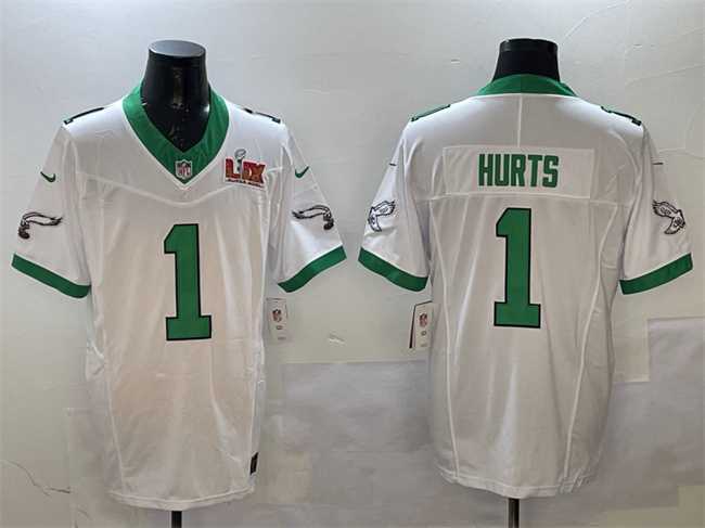 Men's Philadelphia Eagles #1 Jalen Hurts White 2025 Super Bowl LIX Patch F.U.S.E. Vapor Untouchable Limited Stitched Jersey,We sell and wholesale Men's Philadelphia Eagles #1 Jalen Hurts White 2025 Super Bowl LIX Patch F.U.S.E. Vapor Untouchable Limited Stitched Jersey on line form chian!